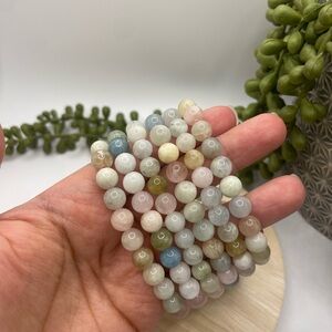 ONE Multicolor Morganite Beaded Stretch Bracelet - 7-8mm (0025)